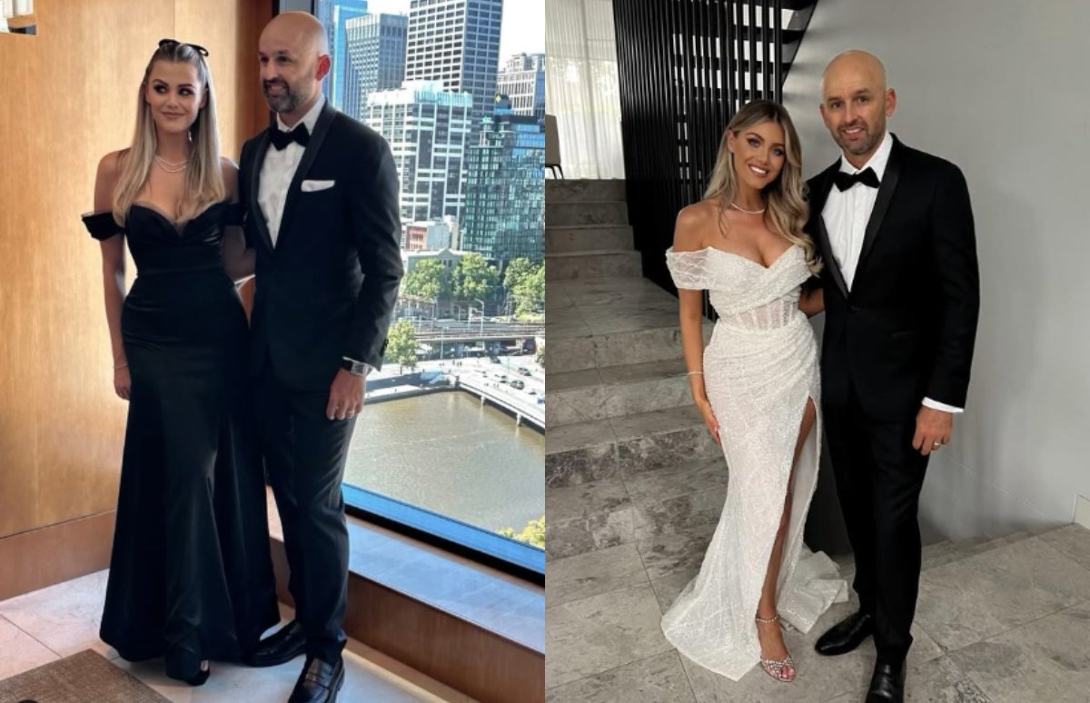 Nathan Lyon With His Wife